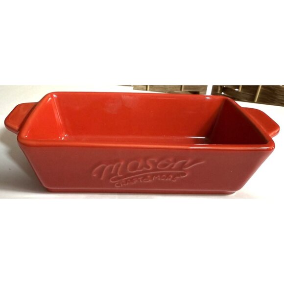Vintage Mason Craft & More Red Ceramic Loaf Pan With Handles - Picture 2 of 4
